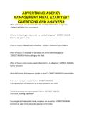 ADVERTISING AGENCY MANAGEMENT FINAL EXAM TEST QUESTIONS AND ANSWERS