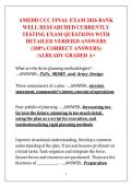 AMEDD CCC FINAL EXAM 2026 BANK  WELL RESEARCHED CURRENTLY  TESTING EXAM QUESTIONS WITH  DETAILED VERIFIED ANSWERS  &lpar;100&percnt; CORRECT ANSWERS&rpar;  &sol;ALREADY GRADED A&plus; 