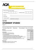 2025 AQA GCSE CITIZENSHIP STUDIES  Paper 1  Question Paper with Marking Scheme Attached 