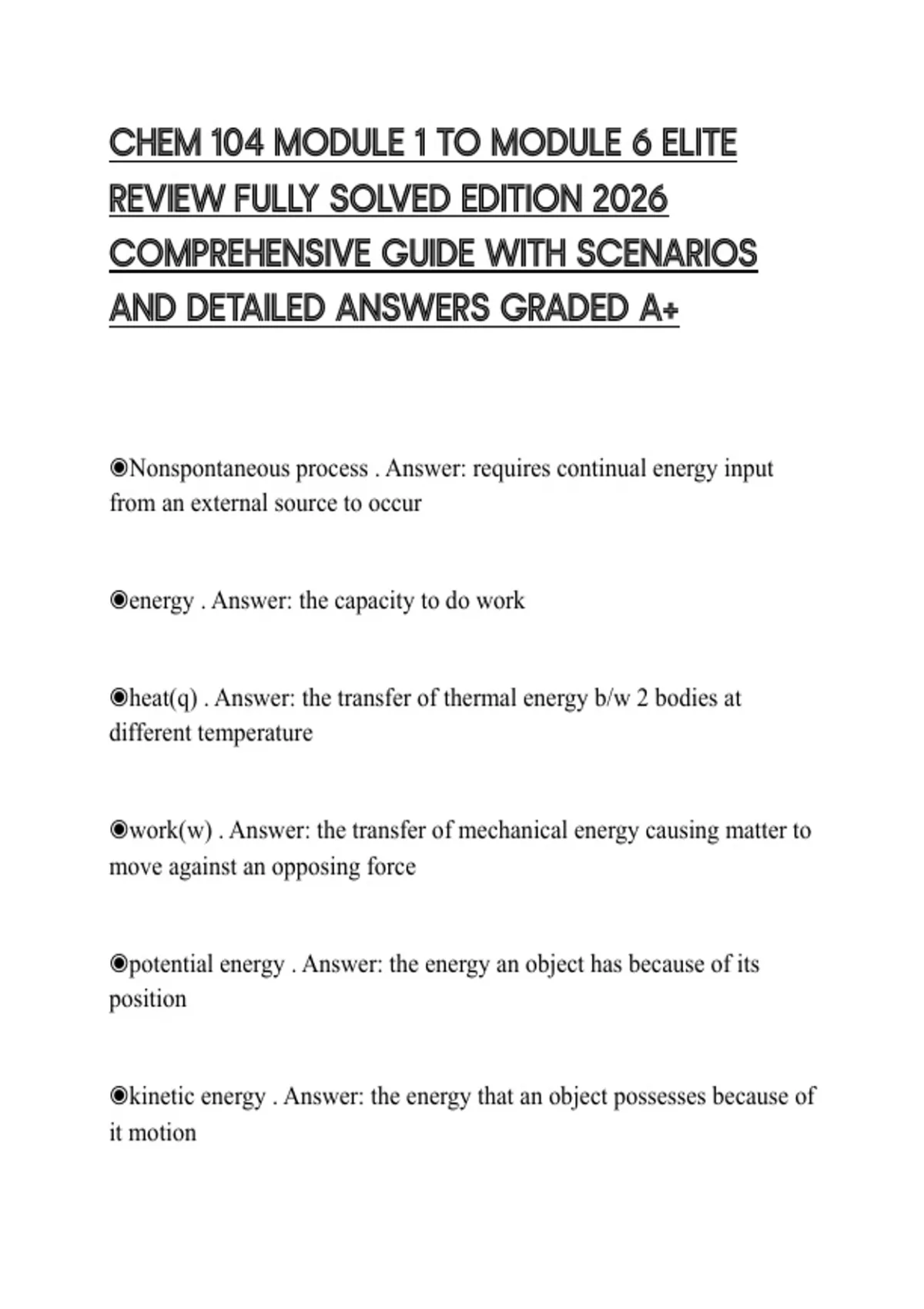CHEM 104 MODULE 1 TO MODULE 6 ELITE REVIEW FULLY SOLVED EDITION 2026 ...