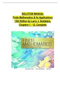Solution Manual For Finite Mathematics and Its Applications&comma; 13 Edition by Larry J&period; Goldstein&comma; Verified Chapters 1 - 12&comma; Complete Newest Version