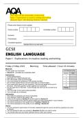 2025 AQA GCSE ENGLISH LANGUAGE  Paper 1 Explorations in creative reading and writing  Question Paper with Marking Scheme Attached
