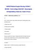 NUR209 Medical Surgical Nursing II EXAM 1 REVIEW - Fortis College 2026&sol;2027 &vert; Neurological&comma; GI&sol;Hepatobiliary&comma; Endocrine &vert; Grade-A Focus