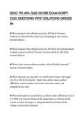 EDUC 701 APA QUIZ SCORE EXAM SCRIPT 2026 QUESTIONS WITH SOLUTIONS GRADED A&plus;