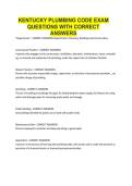 KENTUCKY PLUMBING CODE EXAM QUESTIONS WITH CORRECT ANSWERS&period;