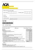 2025 AQA GCSE ENGINEERING  Unit 1 Written Paper  Question Paper with Marking Scheme Attached 