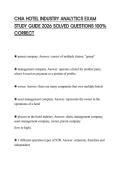 CHIA HOTEL INDUSTRY ANALYTICS EXAM STUDY GUIDE 2026 SOLVED QUESTIONS 100&percnt; CORRECT
