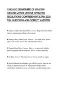 CHICAGO DEPARTMENT OF AVIATION GROUND MOTOR VEHICLE OPERATING REGULATIONS COMPREHENSIVE EXAM 2026 FULL QUESTIONS AND CORRECT ANSWERS