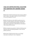 CHILD LIFE CERTIFICATION FINAL EXAM PAPER 2026 QUESTIONS WITH ANSWERS GRADED A&plus;