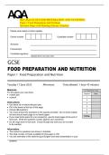 2025 AQA GCSE FOOD PREPARATION AND NUTRITION  Paper 1 Food Preparation and Nutrition  Question Paper with Marking Scheme Attached