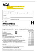 2025 AQA GCSE MATHEMATICS Higher Tier   Paper 2 Calculator  Question Paper with Marking Scheme Attached