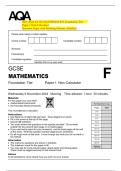 2025 AQA GCSE MATHEMATICS Foundation Tier   Paper 1 Non-Calculator  Question Paper with Marking Scheme Attached 
