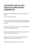 CHEM 1020 FINAL PAPER 2026 TESTS PACKAGE WITH VERIFIED ANSWERS GUARANTEED PASS