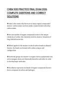 CHEM 1020 PRACTICE FINAL EXAM 2026 COMPLETE QUESTIONS AND CORRECT SOLUTIONS