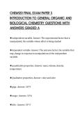 CHEM120 FINAL EXAM PAPER 3 INTRODUCTION TO GENERAL ORGANIC AND BIOLOGICAL CHEMISTRY QUESTIONS WITH ANSWERS GRADED A