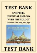 Test Bank for Campbell Essential Biology with Physiology 5th Edition &ndash; Eric Simon&comma; Jean Dickey&comma; Jane Reece & Kelly Hogan &vert; Latest Update 2026 &vert; Graded A&plus; &vert; Exam Prep