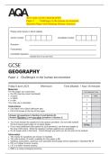 2025 AQA GCSE GEOGRAPHY  Paper 2  Challenges in the human environment   Question Paper with Marking Scheme Attached 