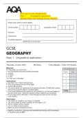 2025 AQA GCSE GEOGRAPHY  Paper 3  Geographical applications  Question Paper with Marking Scheme Attached