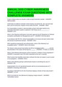 ANNUAL DOD CYBER AWARENESS CHALLENGE EXAM QUESTIONS WITH COMPLETE ANSWERS