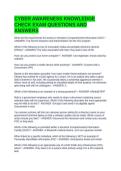 CYBER AWARENESS KNOWLEDGE CHECK EXAM QUESTIONS AND ANSWERS