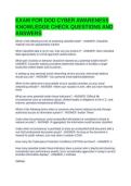EXAM FOR DOD CYBER AWARENESS KNOWLEDGE CHECK QUESTIONS AND ANSWERS