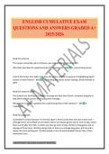 ENGLISH CUMULATIVE EXAM QUESTIONS AND ANSWERS GRADED A&plus; 2025&sol;2026