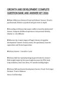 GROWTH AND DEVELOPMENT COMPLETE QUESTION BANK AND ANSWER KEY 2026