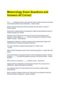 Meteorology Exam Questions and Answers All Correct 