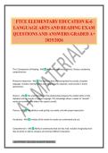 FTCE ELEMENTARY EDUCATION K-6 LANGUAGE ARTS AND READING EXAM QUESTIONS AND ANSWERS GRADED A&plus; 2025&sol;2026