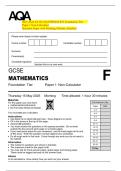 2025 AQA GCSE MATHEMATICS Foundation Tier   Paper 1 Non-Calculator  Question Paper with Marking Scheme Attached
