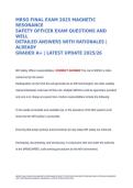MRSO FINAL EXAM 2025 MAGNETIC RESONANCE SAFETY OFFICER EXAM QUESTIONS AND WELL DETAILED ANSWERS WITH RATIONALES ALREADY GRADED A LATEST UPDATE 2025-2026