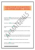HAWAII NOTARY EXAM QUESTIONS AND ANSWERS GRADED A&plus; 2025&sol;2026