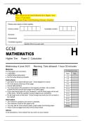 2025 AQA GCSE MATHEMATICS Higher Tier   Paper 2 Calculator   Question Paper with Marking Scheme Attached 
