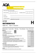 2025 AQA GCSE MATHEMATICS Higher Tier   Paper 3 Calculator   Question Paper with Marking Scheme Attached