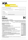 2025 AQA GCSE FRENCH Higher Tier  Paper 1 Listening  Question Paper with Marking Scheme Attached 