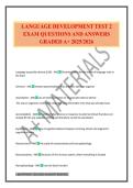 LANGUAGE DEVELOPMENT TEST 2 EXAM QUESTIONS AND ANSWERS GRADED A&plus; 2025&sol;2026