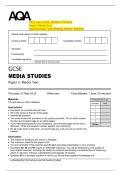 2025 AQA GCSE MEDIA STUDIES  Paper 2 Media Two  Question Paper with Marking Scheme Attached