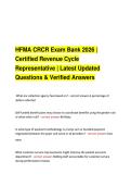 HFMA CRCR Exam Bank 2026 &vert;  Certified Revenue Cycle  Representative &vert; Latest Updated  Questions & Verified Answers 
