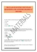 MS CLASS D LICENSE TEST EXAM QUESTIONS AND ANSWERS GRADED A&plus; 2025&sol;2026