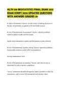 HLTH 501 BIOSTATISTICS FINAL EXAM 2021 EXAM SCRIPT 2026 UPDATED QUESTIONS WITH ANSWERS GRADED A&plus;