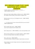 EPIC BRIDGES EXAM STUDY GUIDE QUESTIONS WITH CORRECT ANSWERS