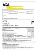 2025 AQA GCSE FRENCH Foundation Tier   Paper 4 Writing  Question Paper with Marking Scheme Attached