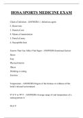HOSA SPORTS MEDICINE EXAM QUESTIONS AND ANSWERS 2026