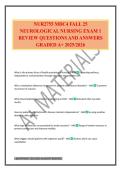NUR2755 MDC4 FALL 25 NEUROLOGICAL NURSING EXAM 1 REVIEW QUESTIONS AND ANSWERS GRADED A&plus; 2025&sol;2026