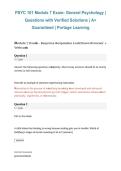PSYC 101 Module 7 Exam&comma; General Psychology &ndash; 2026&sol;2027 &vert; Questions with Verified Solutions &lpar;A&plus; Guaranteed&comma; Portage Learning&rpar;