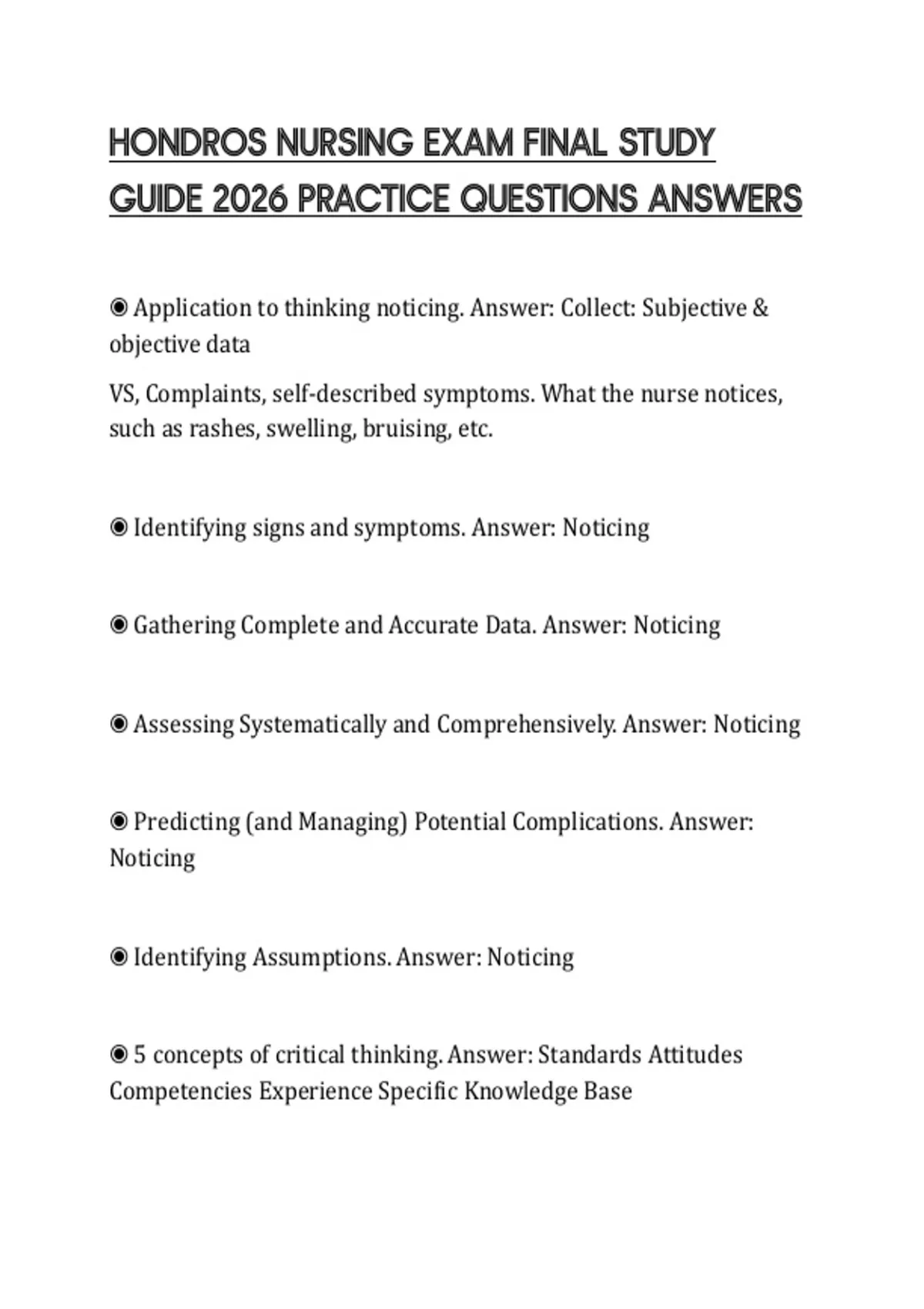 HONDROS NURSING EXAM FINAL STUDY GUIDE 2026 PRACTICE QUESTIONS ANSWERS ...