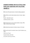HONDROS NURSING NUR 150 ACTUAL EXAM PAPER 2026 QUESTIONS WITH SOLUTIONS GRADED A&plus;