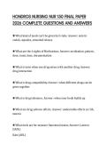 HONDROS NURSING NUR 150 FINAL PAPER 2026 COMPLETE QUESTIONS AND ANSWERS