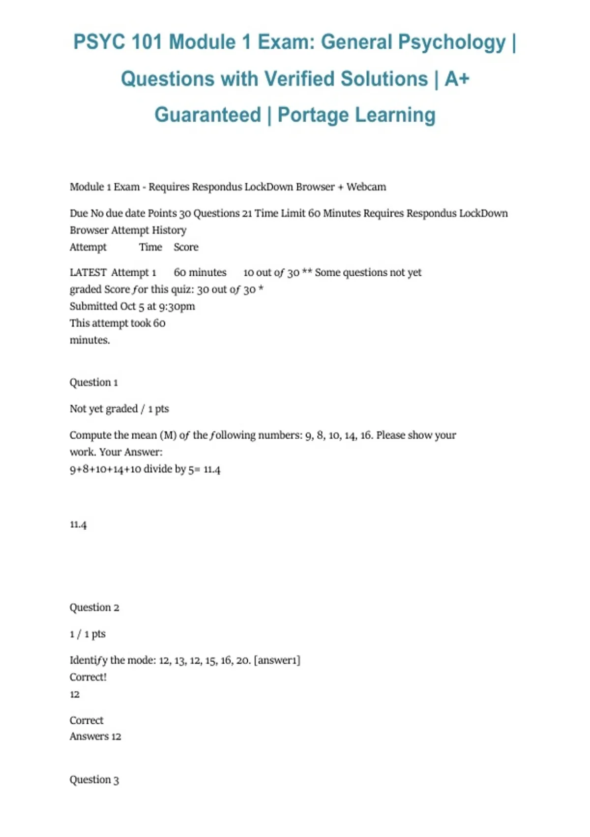 Psyc 101 Module 1 Exam General Psychology 2026 2027 Questions With