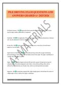 PILE DRIVING EXAM QUESTIONS AND ANSWERS GRADED A&plus; 2025&sol;2026